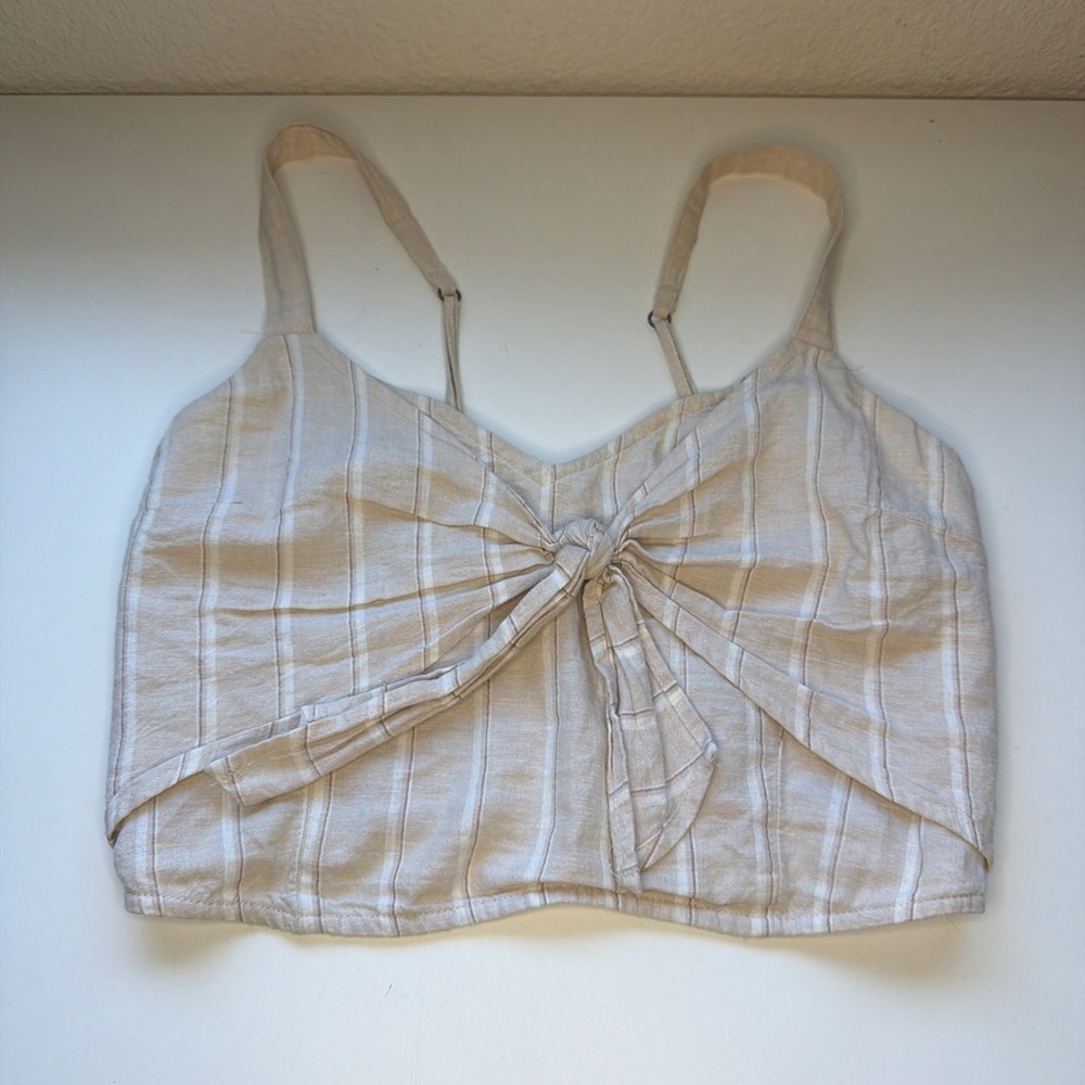 Abercrombie Linen Blend Tie Front Crop Top Size S |